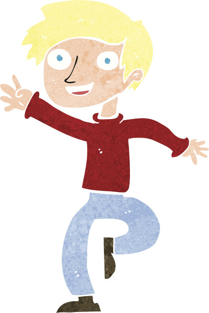 卡通兴奋男孩跳舞图片下载