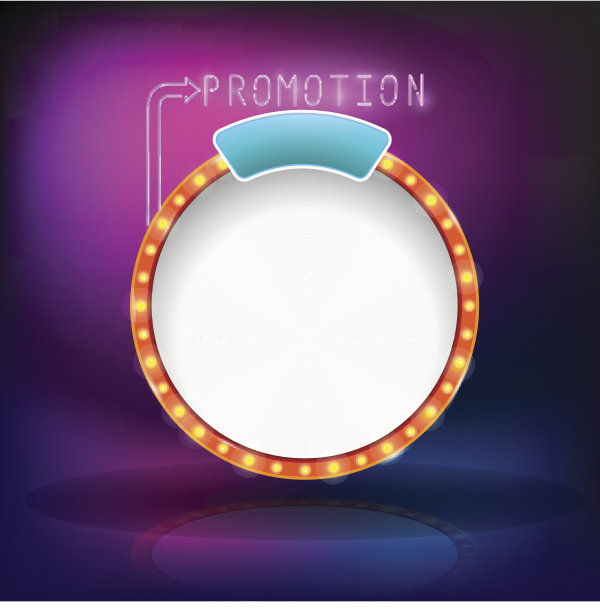 复古复古的圆形框架推广霓虹灯图片下载