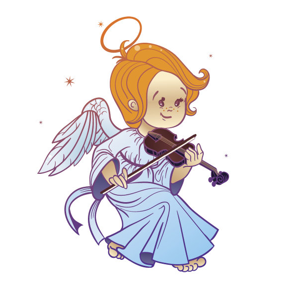 可爱快乐微笑圣诞宝贝天使拉小提琴图片下载