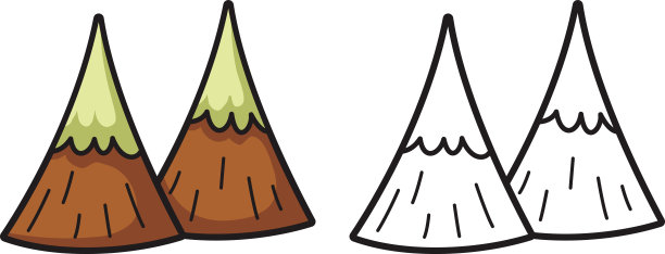 彩色和黑白山着色书图片下载