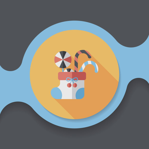 圣诞长袜与长影子扁平图标，eps10图片下载