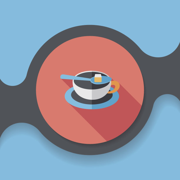 咖啡平面图标与长阴影，eps10图片下载