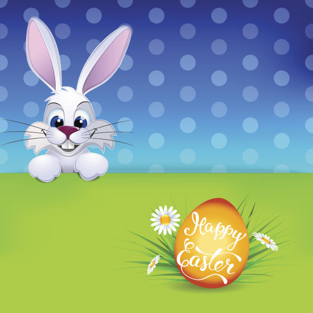 复活节贺卡上有复活节兔子、复活节彩蛋和来历图片下载
