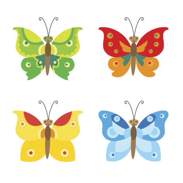 蝴蝶向量集图标。一组简单的蝴蝶。图片下载