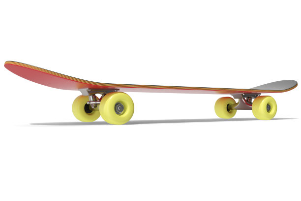 渲染红色滑板孤立的白色背景。图片下载
