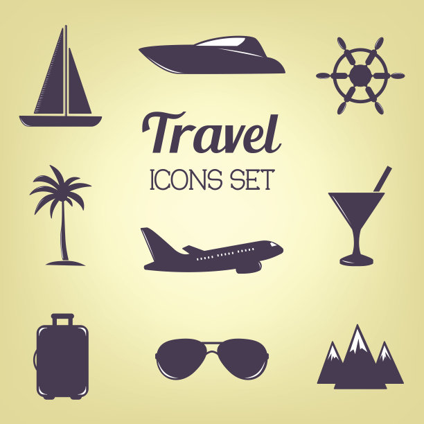 旅游的图标集。图片下载