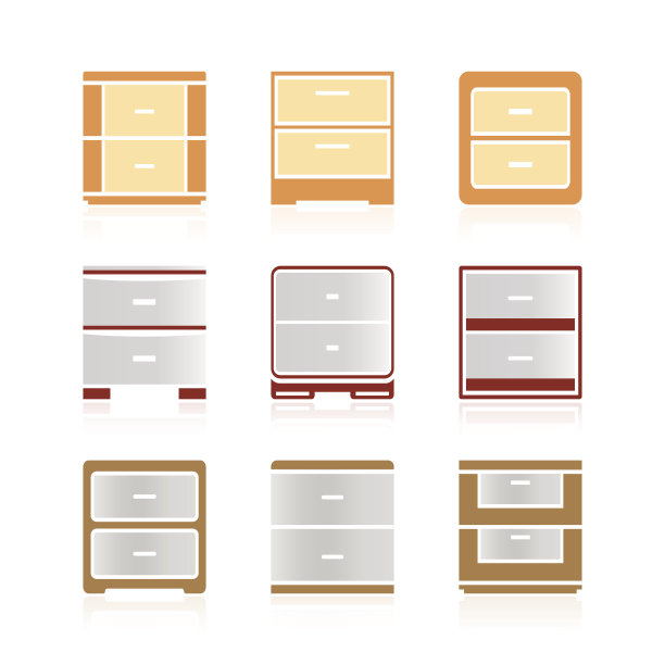 一套彩色床头柜图片下载