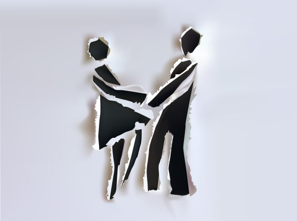 相爱的夫妇和空间的文字，撕纸收集图片下载