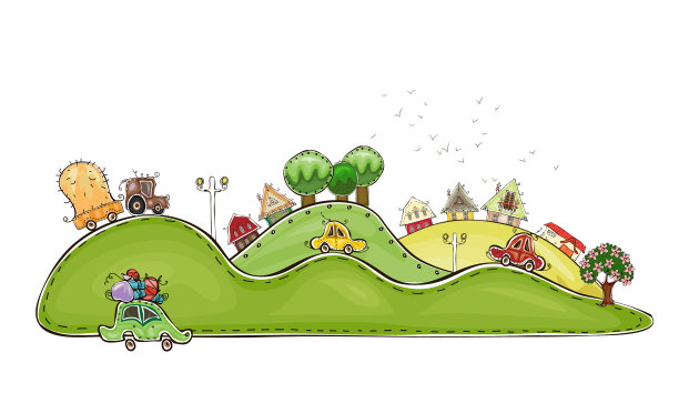 青山上的小村庄，快乐的世界收藏图片下载