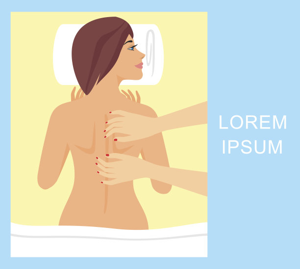 女人做背部按摩的插图图片下载