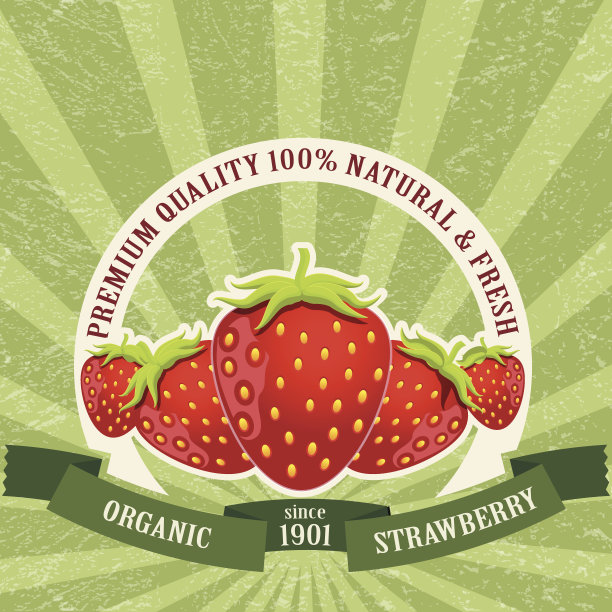 五颜六色的草莓复古标签图片下载