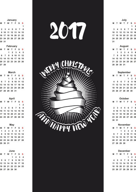 日历2017年圣诞树图片下载