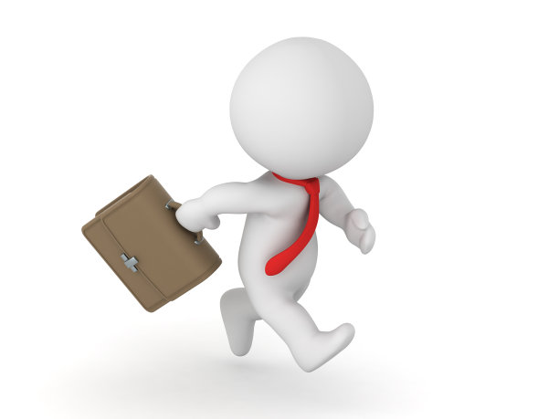 3D角色商人与红领带和公文包运行图片下载