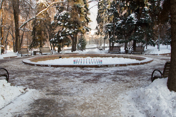 冬天公园里的喷泉图片下载