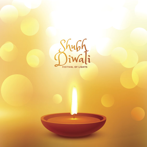 排灯节的节日问候，有diya和bokeh的效果图片下载