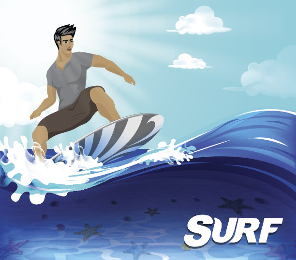 冲浪设计在海浪下面是海床图片下载