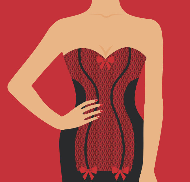 一个穿着红黑两色紧身衣的女人的身影图片下载