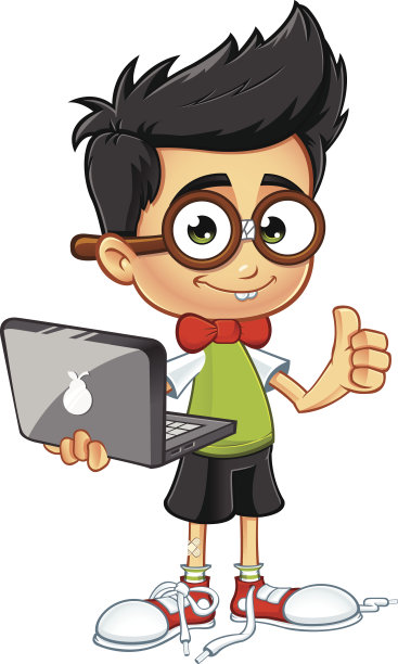 极客男孩-笔记本电脑和大拇指图片下载