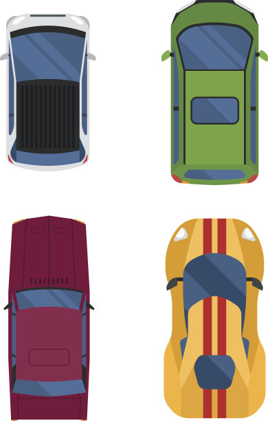 汽车顶视图矢量隔离。图片下载