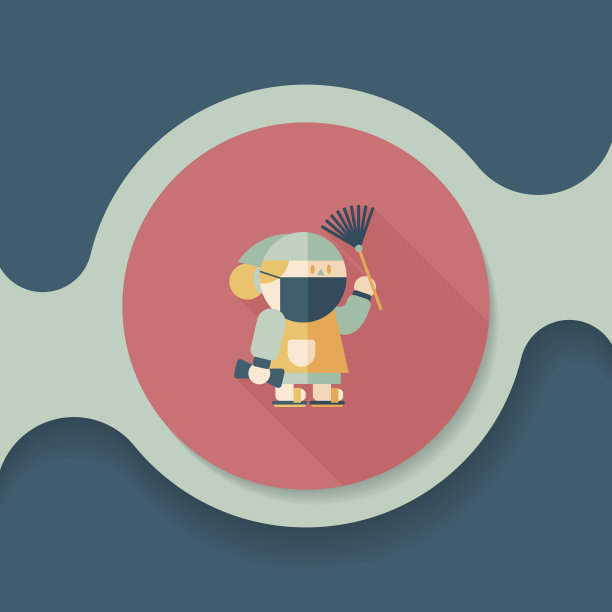 中国新年扁平图标与长影子，eps10图片下载