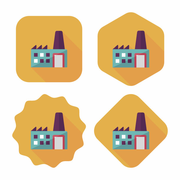 建筑工厂平面图标与长影子，eps10图片下载