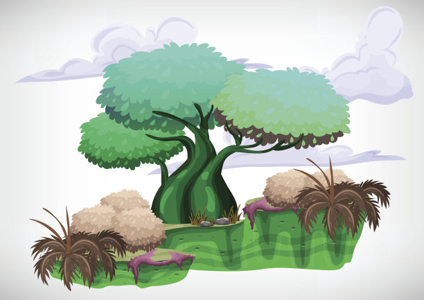 一套卡通彩色树图片下载