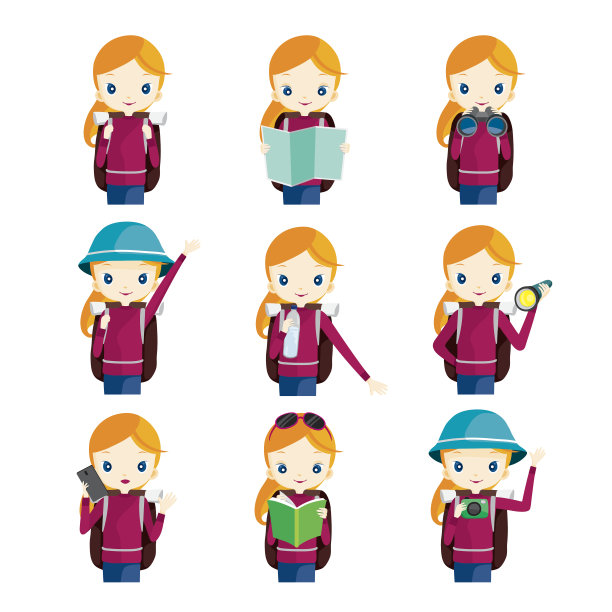 女孩旅行动作集图片下载