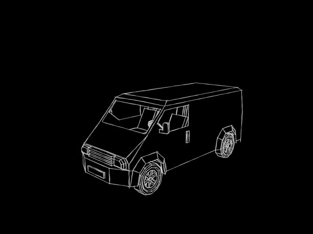 多边形面包车。孤立在黑色背景上。图片下载