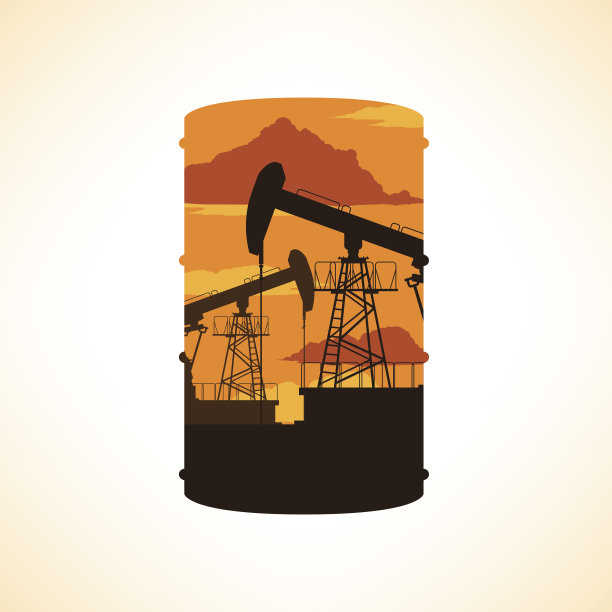 石油桶剪影。双重曝光效果。图片下载