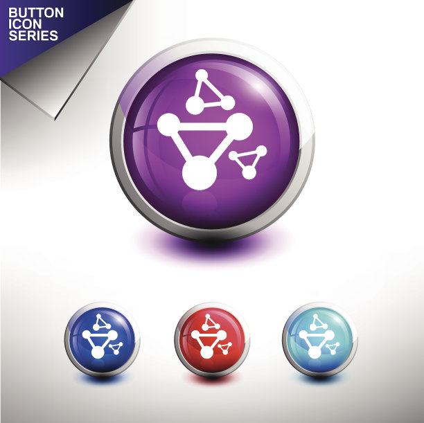 分子图标。光泽按钮图标设置。矢量图图片下载