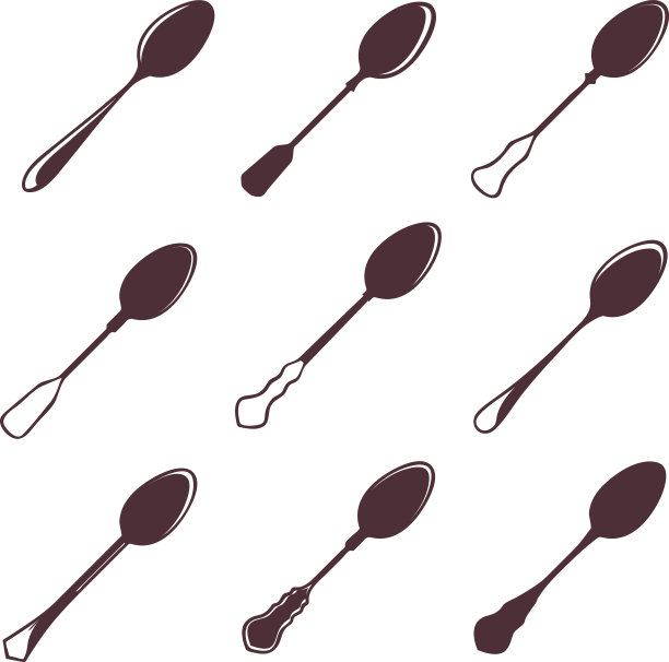 九汤匙隔离在白色载体上图片下载