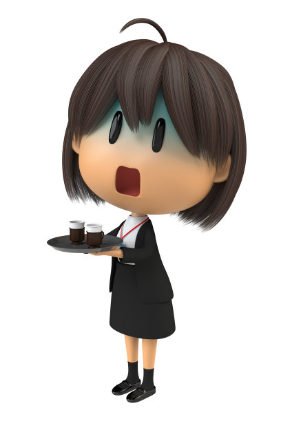 女服务员脸色苍白地端着咖啡图片下载