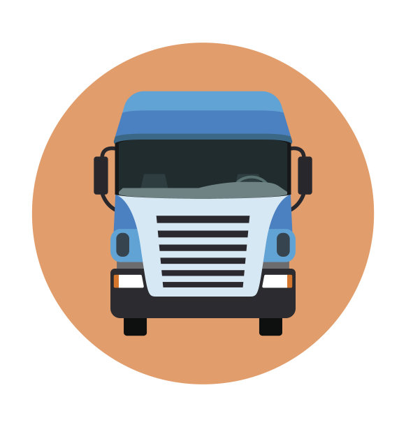 物流卡车彩色矢量图标图片下载