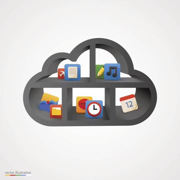 黑色的云架子与图标。图片下载