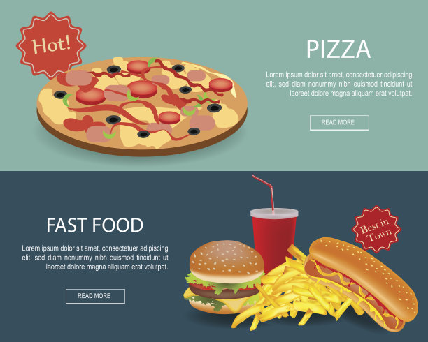 快餐横幅集。网站标题图片下载