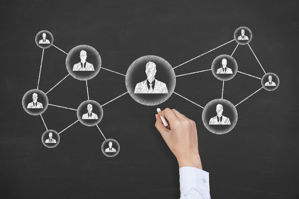 沟通概念粉笔在黑板上画图片下载