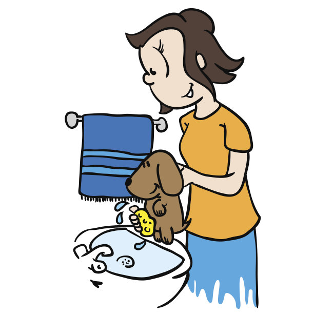 妈妈给狗洗澡图片下载