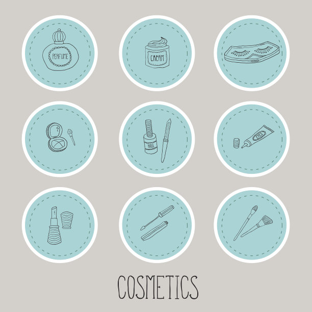 美容和化妆品图标涂鸦贴纸合集图片下载