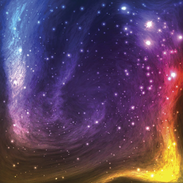 色彩丰富的太空星系背景与光，闪亮的星星，星尘和图片下载