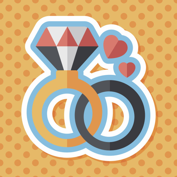 情人节钻石戒指的长影子图标，eps10图片下载