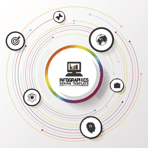 信息图表。经营理念。抽象的彩色圆圈与图标图片下载