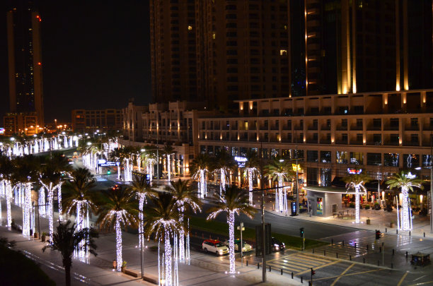 迪拜市中心夜景图片下载