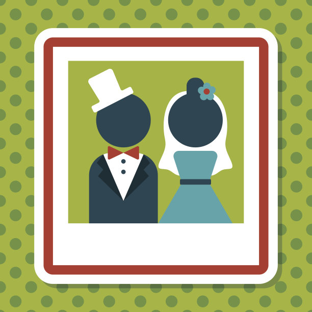 婚礼照片平与长阴影图标，eps10图片下载