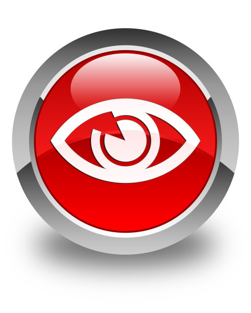 眼睛图标亮红色圆形按钮图片下载
