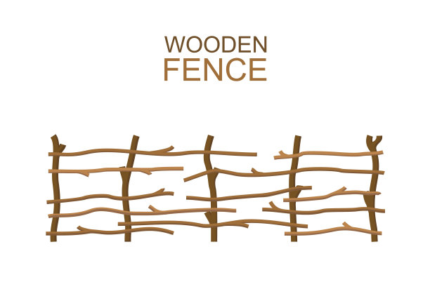 乡村木农场的树枝篱笆，乡村木建筑图片下载