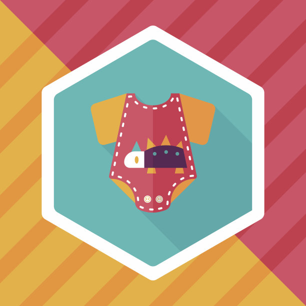 婴儿连体衣扁平图标与长影子，EPS 10图片下载