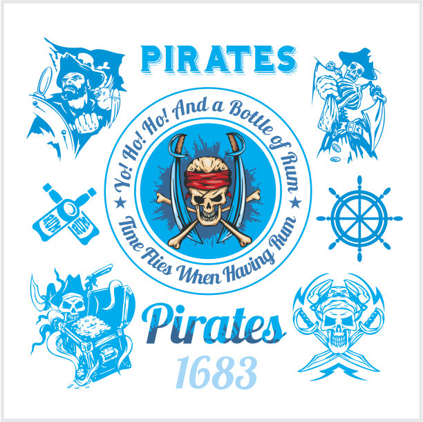 海盗主题设计元素-向量集图片下载