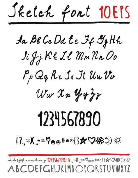 手写英文字母。矢量插图。图片下载