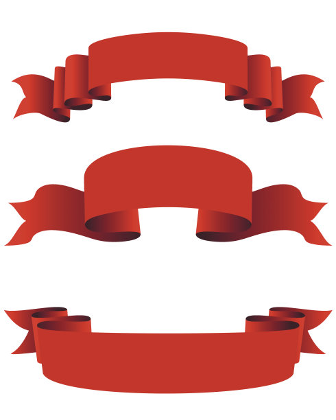 三个红丝带素材图片