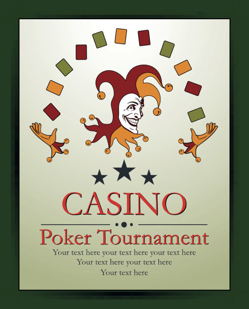 赌场的背景。古董。扑克锦标赛标签。小丑的名片。矢量插图。图片下载